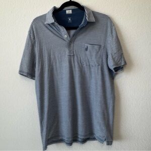 Johnnie-O Hangin’ Out Polo Shirt Men’s L Slim Fit Surf Logo Stripe